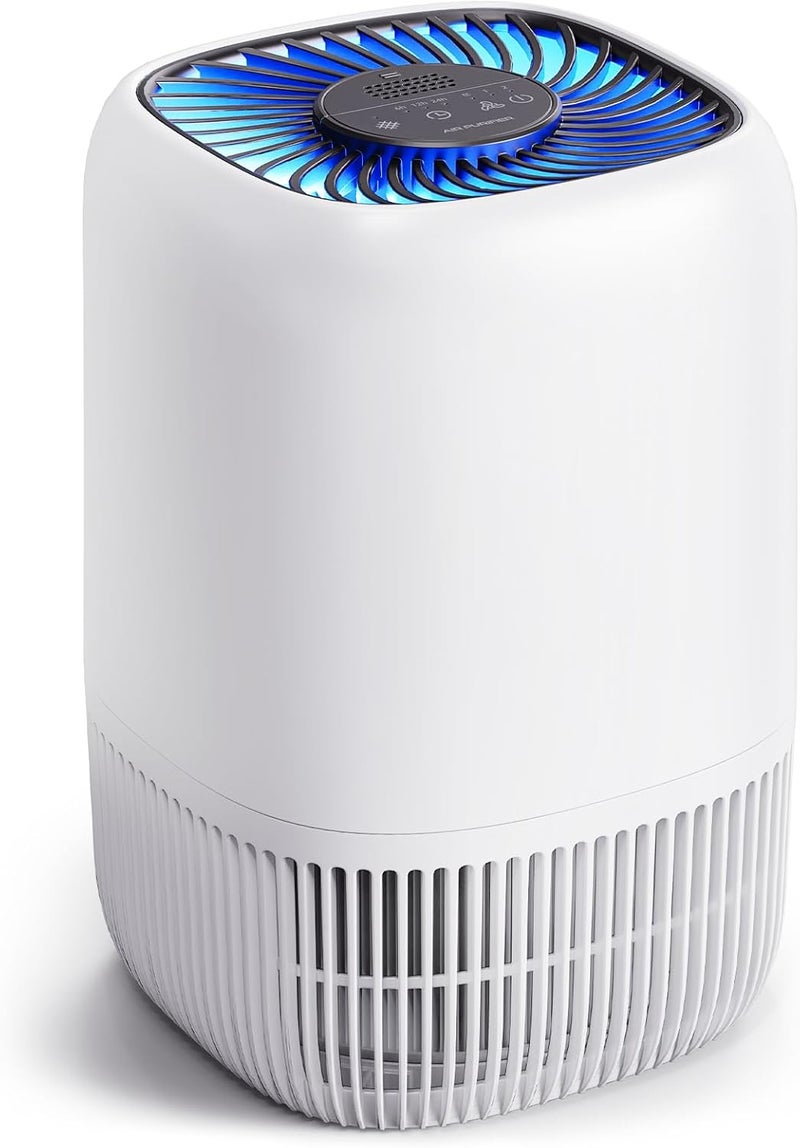VOOPNU Air Purifiers for Home with H13 Quiet HEPA Filter, Up to 1076 Ft² for Pet Hair, Odors, Pollen, Smoke, Compact Air Cleaner with 3 Speeds, Timer, Aroma Quiet 360°Intake Filter, White - Image 1